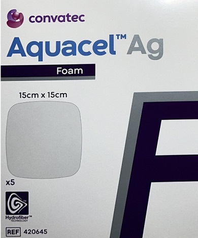 آكواسل فوم نقره دار 15*15  cm كنواتك كنواتك كد 420645 ConvaTec - AQUACEL FOAM AG N/ADH15X15 cod