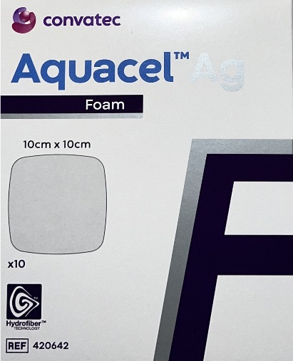 آكواسل فوم نقره دار 10*10  cm كنواتك كد 420642 ConvaTec - AQUACEL FOAM AG N/ADH10X10 cod